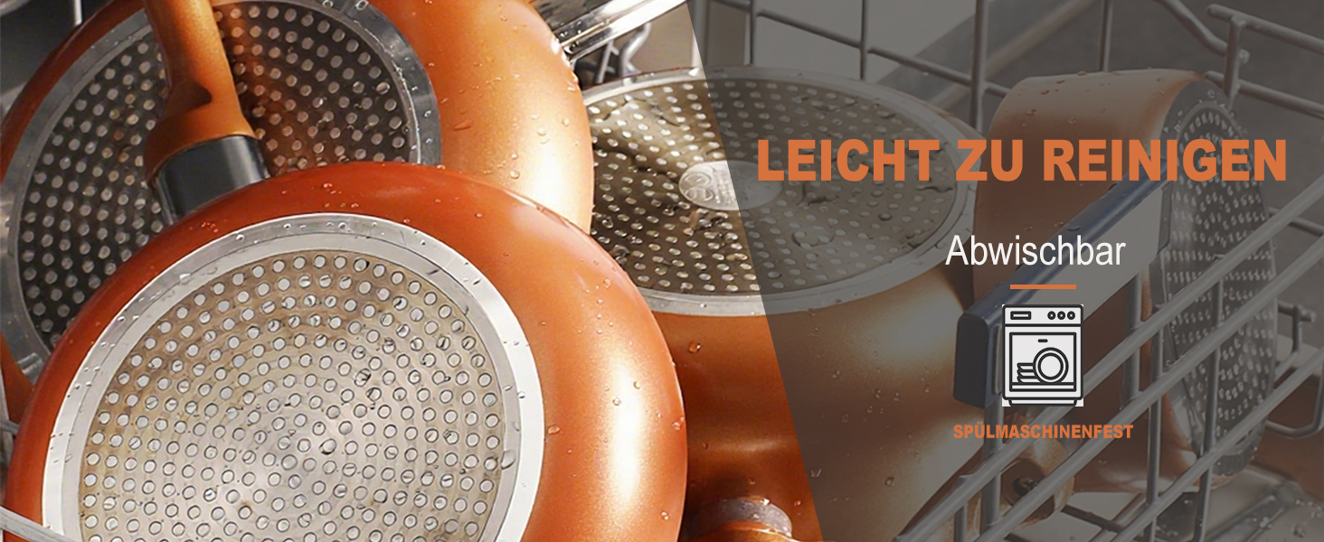 Набір кухонного посуду з антипригарним покриттям, 11 предметів: каструлі, сковорідки, сотейник. Підходить для духовки та гриля (до 177°C). Кухонний набір, для дому, безпечний для миття в посудомийній машині. CW11-CP 11