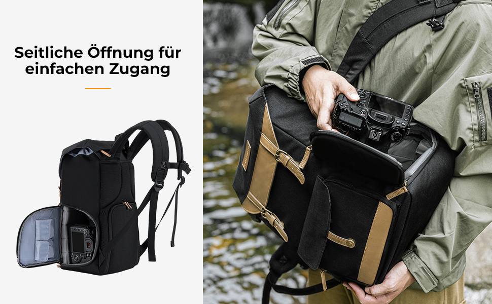 Рюкзак для камери K&F Concept Rolltop 20L: водонепроникний, для Canon, Nikon, Sony, Fujifilm, Olympus, з відділенням для ноутбука 15.6 дюймів (сірий/зелений, чорний)