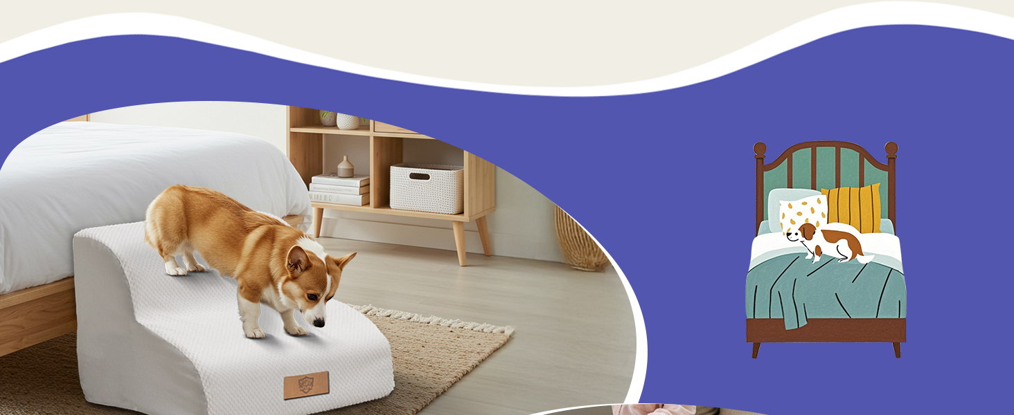 Сходинки для собак Eukue: 2 сходинки для собак маленьких порід, підйом на ліжко/диван, з високощільних матеріалів, портативні, знімний чохол (білий)