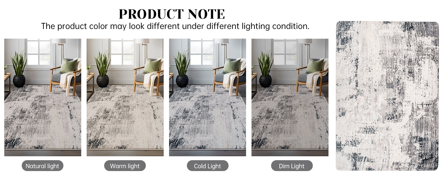 Килим для вітальні, спальні, їдальні, з антиковзаючим покриттям, м'який короткий ворс, абстрактний сірий стильний килим для легкого прибирання (160 x 200 см) (Сірий-мульти, 200 x 250 см (Прямокутний))