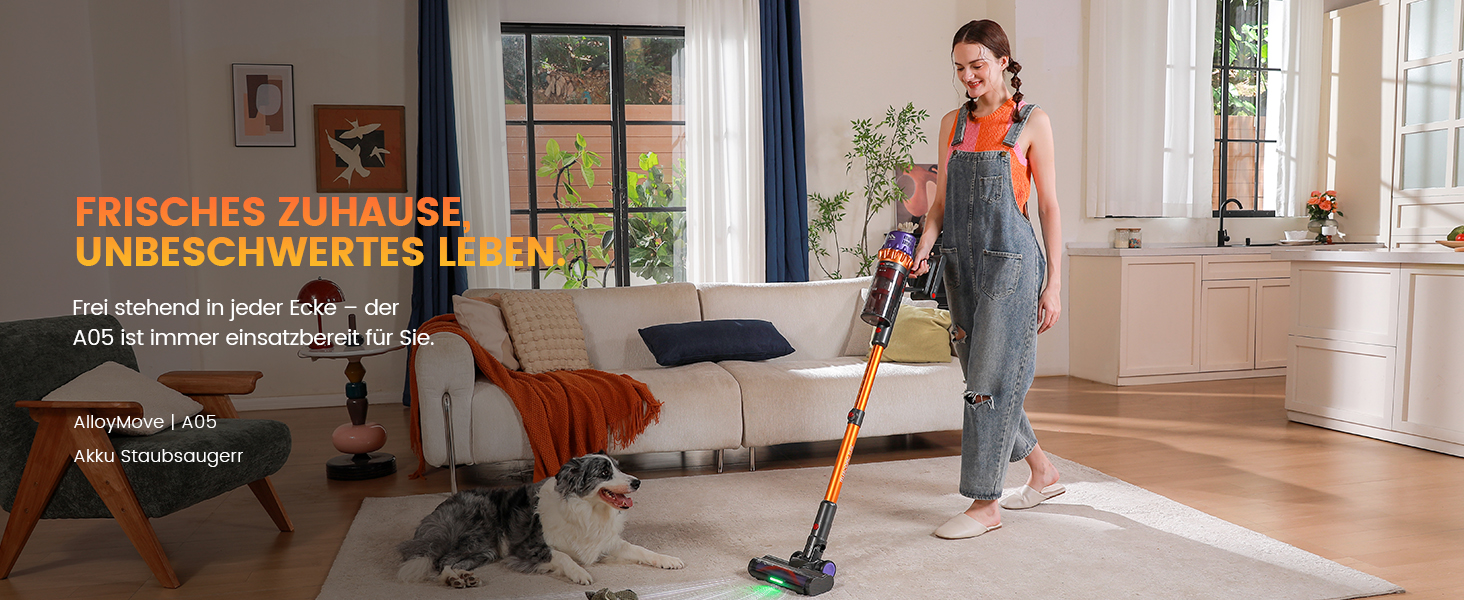 Бездротовий акумуляторний пилосос AlloyMove A05: 50000Pa, 550W, 80 хвилин, LED-дисплей, антизаплутана щітка, 7-ступенева фільтрація, для тварин, твердих поверхонь та килимів