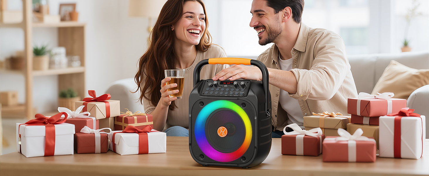 Портативна караоке-машина з Bluetooth, 2 мікрофони, LED-підсвітка, сабвуфер 6.5'