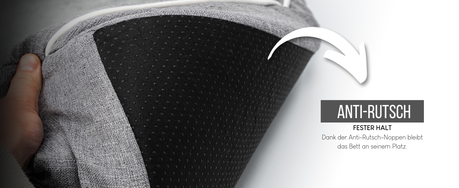 Ортопедичне ліжко для собак Lionto з піднятим бортиком, 97x71x17 см, м'який фланелевий килимок, знімний та пральний чохол, неслизьке, для собак та котів, сірий