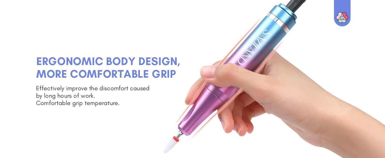 Електричний апарат для манікюру та педикюру Saviland 12 в 1, 40000 обертів/хв, USB, з набором фрез, блакитно-фіолетовий градієнт