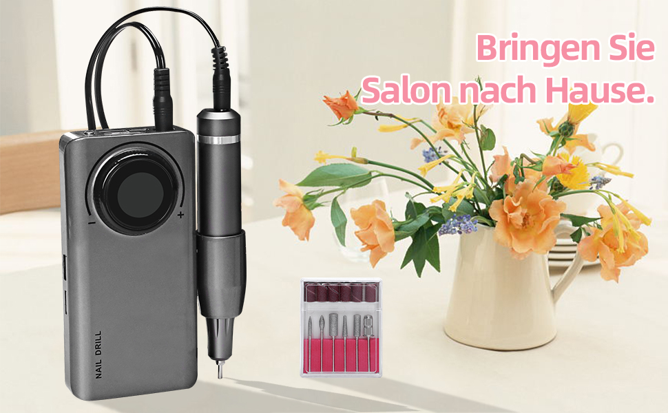 Електричний фрезер для манікюру та педикюру Delanie з акумулятором, 35000 об/хв, для гелю, акрилу та видалення кутикули, з LED-дисплеєм, USB-зарядка (сірий)