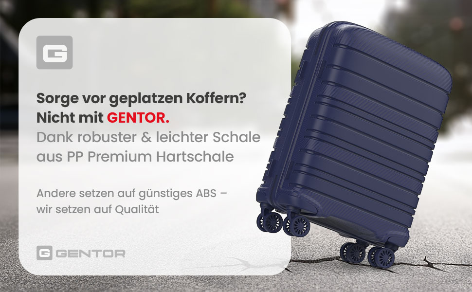 Чемодан GENTOR великий з колесами 64x44x24 см – легкий жорсткий валіза Trolley з TSA-замком – валіза з жорстким корпусом для подорожей та відпочинку (M, темно-синій)