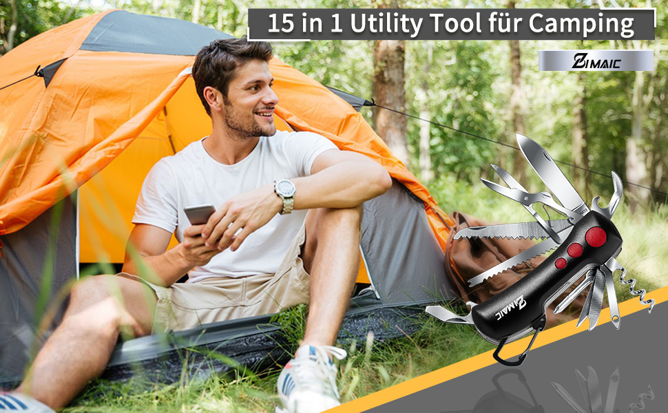 Швейцарський мультитул Taschenmesser: 15 функцій, для кемпінгу та надзвичайних ситуацій (Champagner, Зелений/Чорний)