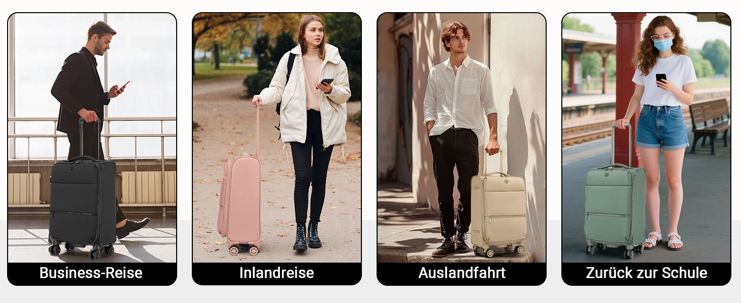 Чемодан ручної поклажі Miss Lulu 59.5 x 36.5 x 25 см, зелений, з відділенням для мокрого/сухого, на 4 колесах, для коротких поїздок та бізнесу