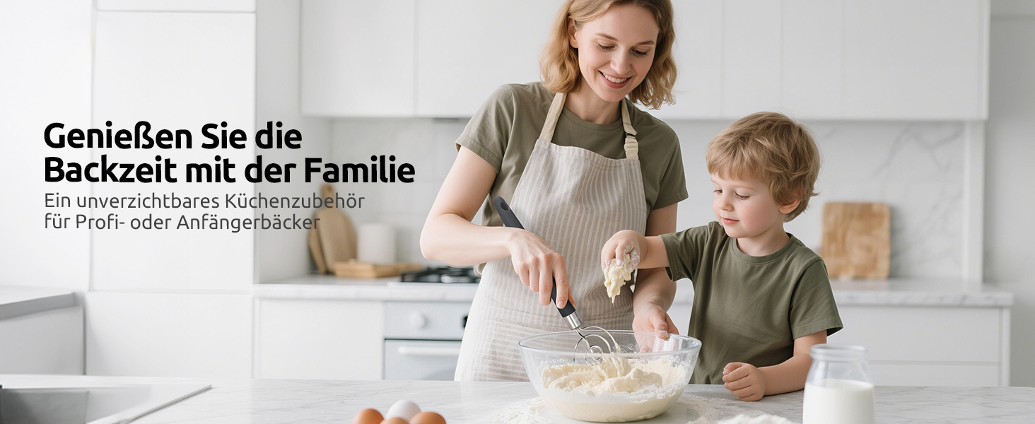 Міксер для тіста U-Taste: ручний вінчик для випічки з нержавіючої сталі 18/8, 32 см, чорний