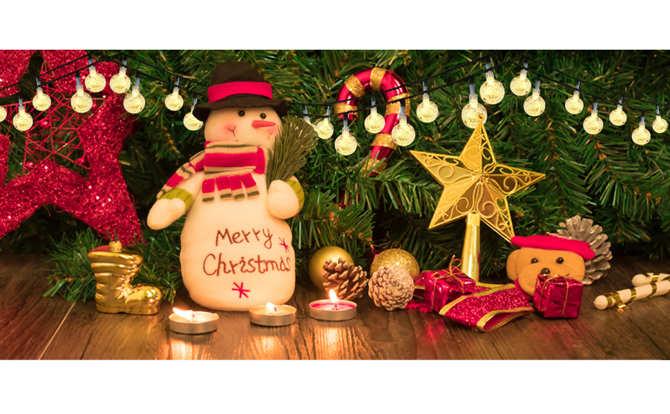 Світлодіодна гірлянда сонячна зовнішня 50 LED, 7.6 м, 8 режимів, кришталеві кулі, вологостійка, для саду, дерев, тераси, Різдва, весіль, свят (тепле біле світло)