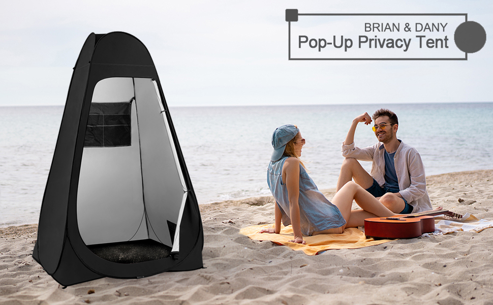 Brian & Dany Pop Up Camping Shower Tent - Portable Changing Tent with Rainfly & Windows - Outdoor Privacy Shelter, UPF 50+ Waterproof, 120x120x190cm