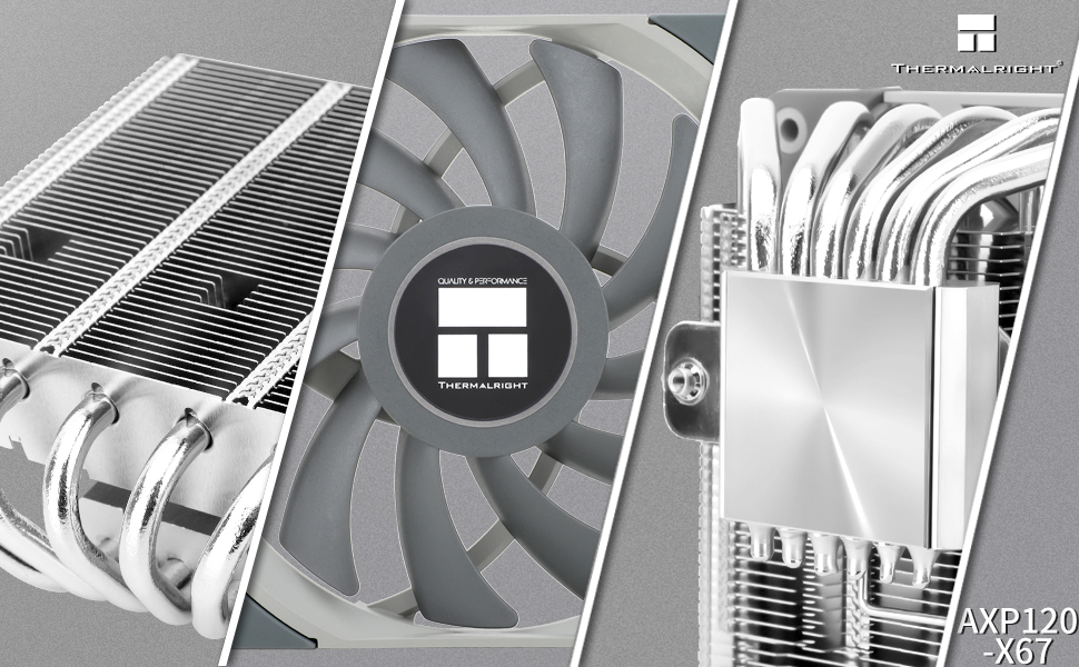 Охолоджувач CPU Thermalright AXP120 X67 - низькопрофільний з 6 heatpipes, PWM вентилятор 120 мм, сумісний з AMD AM4/Intel LGA 1700/1150/1151/1155/1156/1200/2011/2066