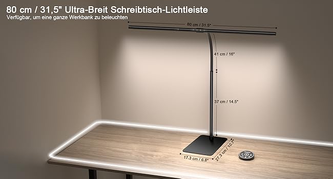 LED лампа настільна EYOCEAN з жестами та пультом, 24W, 80см, для офісу, читання, архітекторів, дизайнерів (чорна матова)
