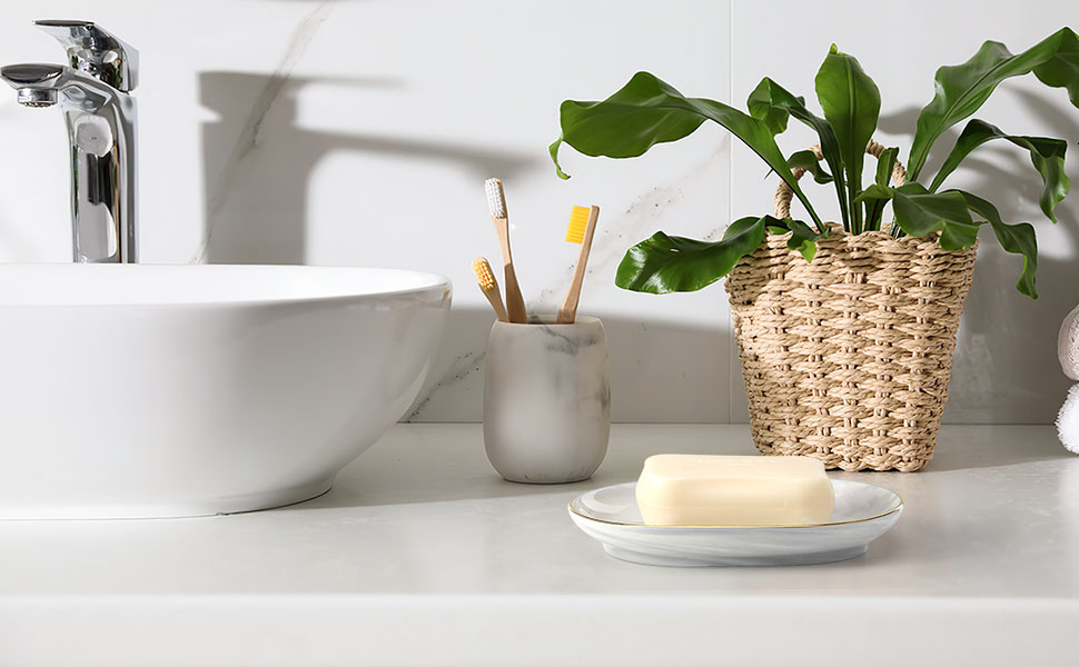 Підставка для мила Luxspire з кераміки, антиковзна, білий мармур, для ванної кімнати, душу та кухні