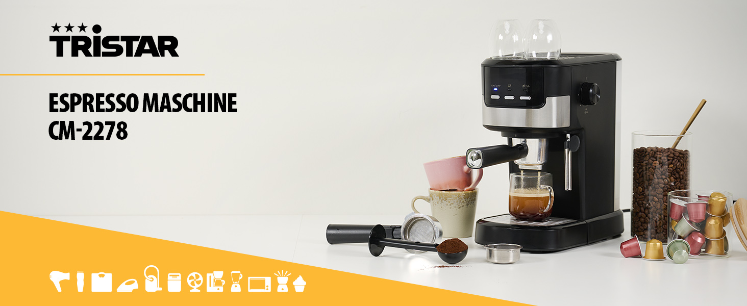 Еспресо-машина Tristar CM-2278: 2 чашки, Nespresso, кава, 20 bar, підігрів чашок