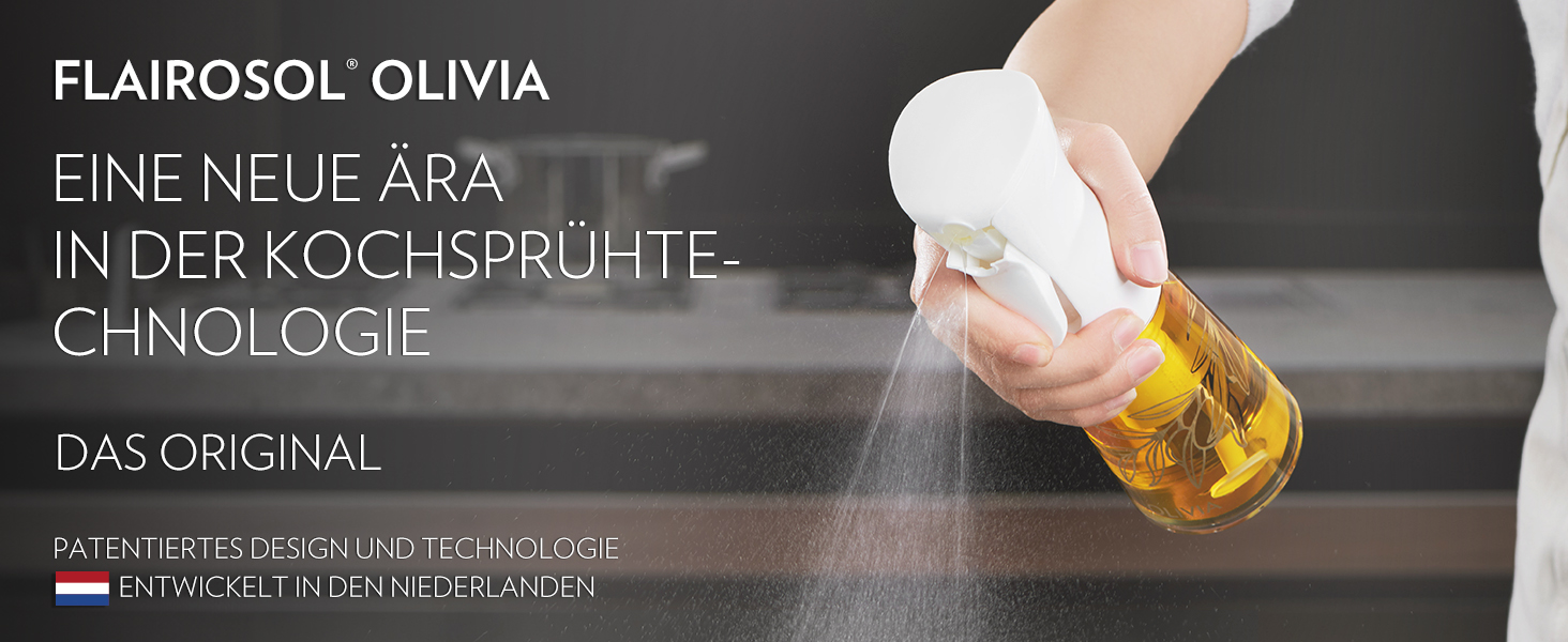Скляний олійний спрей FLAIROSOL OLIVIA 200 мл з дозуванням, для кухні, салатів, гриля, випічки, золоті листя