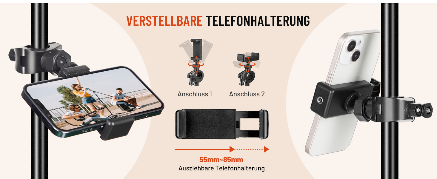 Підставка для мікрофона 2-в-1 з кріпленням для телефону та трьома кліпсами для мікрофону - CY0311