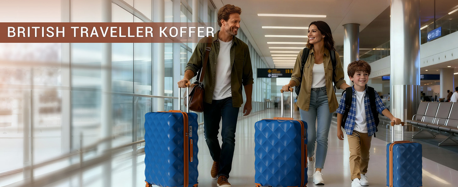 Набір валіз British Traveller з жорстким корпусом, 2 предмети, з TSA замком, синій колір (57 л + 91 л)