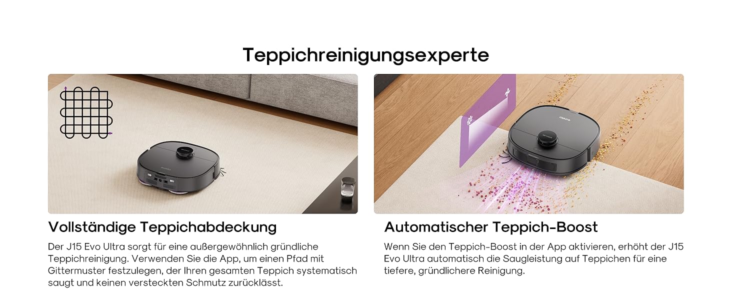 Робот-пилосос Eureka J15 Evo Ultra з функцією миття підлоги, самостійне очищення, прання та сушка, потужність 5000Pa, обертова функція миття, Dual-LiDAR навігація, 3D уникнення перешкод (чорний)