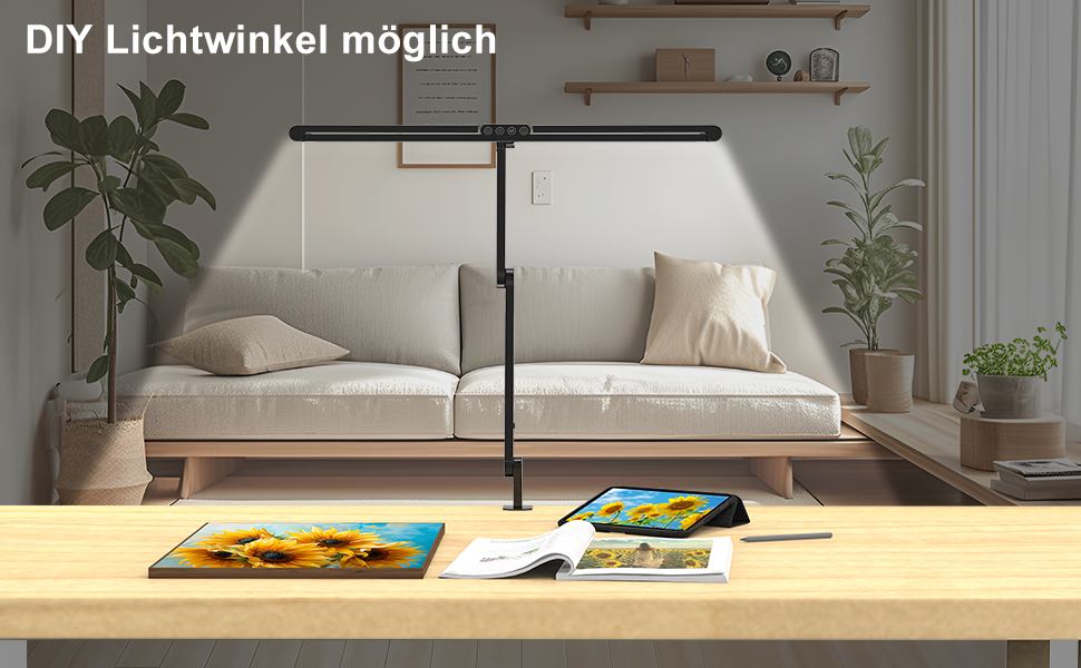 LED настільна лампа EPABINA 3000 люменів з кліпсою, 36W, диммування, денне світло, поворотна, для монітора 120 см, автоматичне підсвічування столу, для малювання