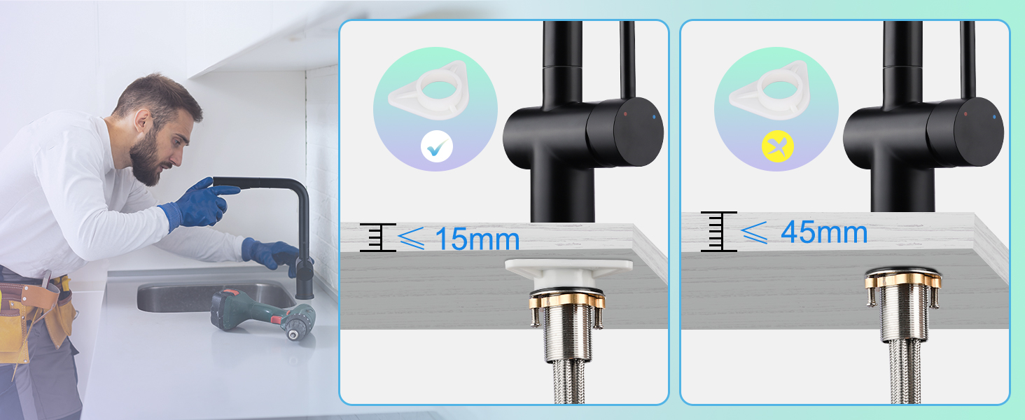 Змішувач кухонний з висувною лійкою, чорний, з двома режимами струменя, 360° обертання, з нержавіючої сталі