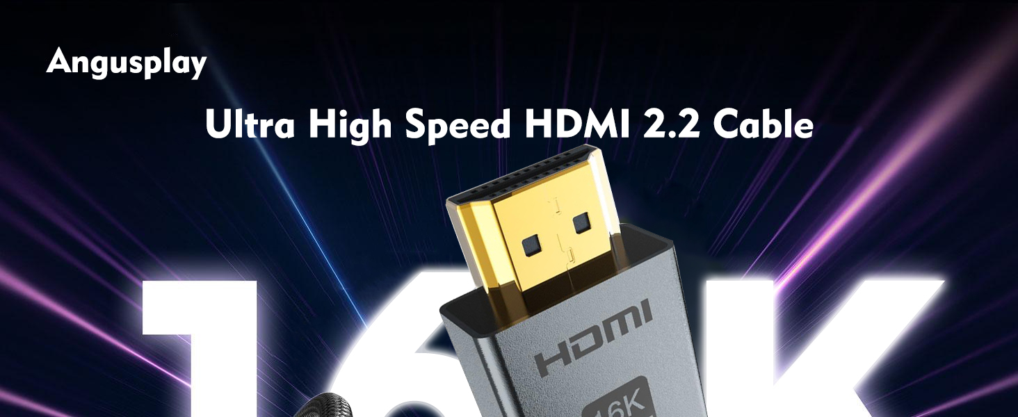 HDMI 2.1 Кабель 1м, 16K HDMI, 96Gbit/s, Підтримка 16K 60Hz, 8K 60Hz, 4K 240Hz, сумісний з PS5/4, Fire TV, ноутбук, ПК