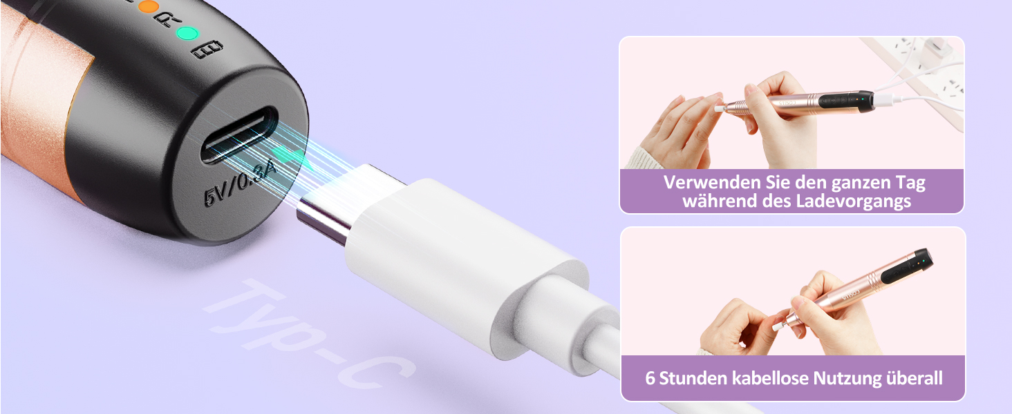 COSLUS Бездротовий портативний фрезер для нігтів 11 в 1: манікюр та педикюр, фрезер для гелю та акрилу, рожеве золото