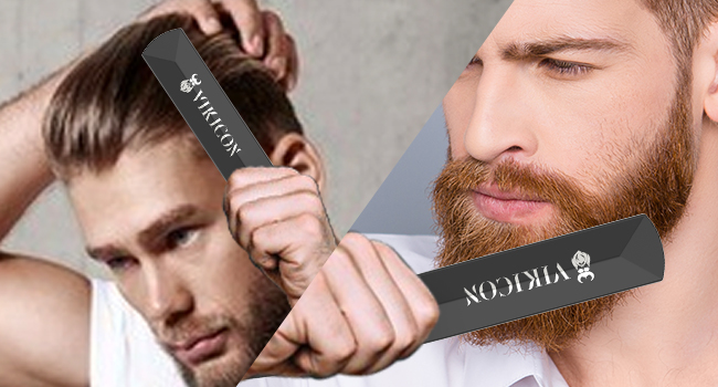 VIKICON Men's Beard Straightener - Mini Electric Beard Flat Iron, 30s Style Heated Brush Comb, Ionic Hair Straightener for Long & Short Beard Styling - Black