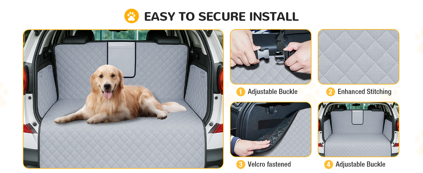 Захист для багажника автомобіля для собак: водонепроникний та стійкий до подряпин килимок з захистом бокових панелей та краю багажника. Легкий у догляді та міцний. Сірий колір.