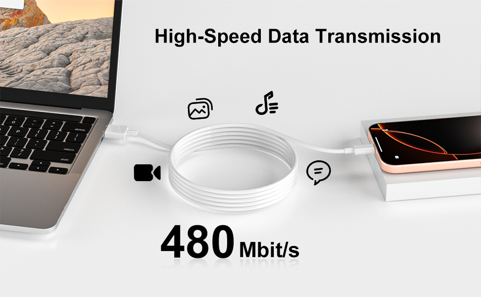 Кабель USB Type-C 1м + 2м (2 шт.) для iPhone, Galaxy, iPad - білий