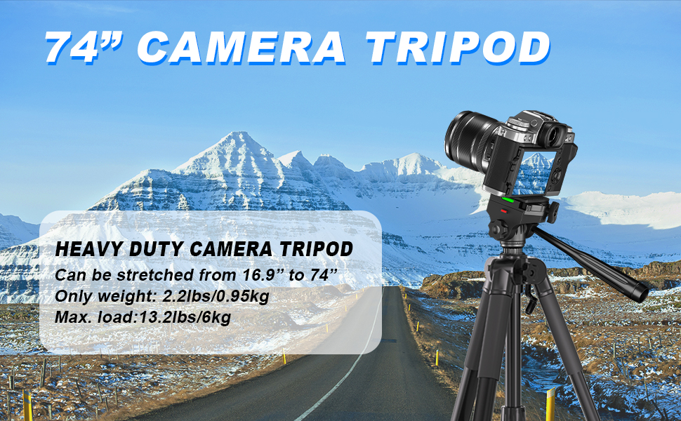 Штатив для камери 175 см, алюмінієвий відеоштатив з Fluid-головкою для Sony/Nikon/Canon, легкий штатив для телефону з 2 QR-пластинами, обертовий тримач для телефону/пульт дистанційного керування, для TikTok, Vlog (Чорний-175)