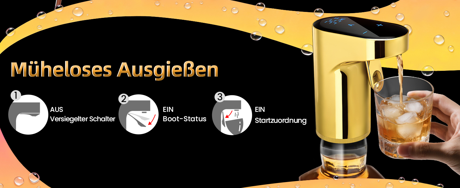 Електричний декантер для вина 5-в-1 з регульованою дозуванням, цифровий виливач, автоматичний дозатор вина, подарунок на день народження/День святого Валентина (золотий)