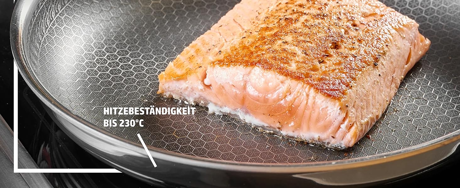 Сковорода HENSSELERS® 28 см - універсальна для всіх типів плит, антипригарне покриття, індукція, стійка до порізів та подряпин