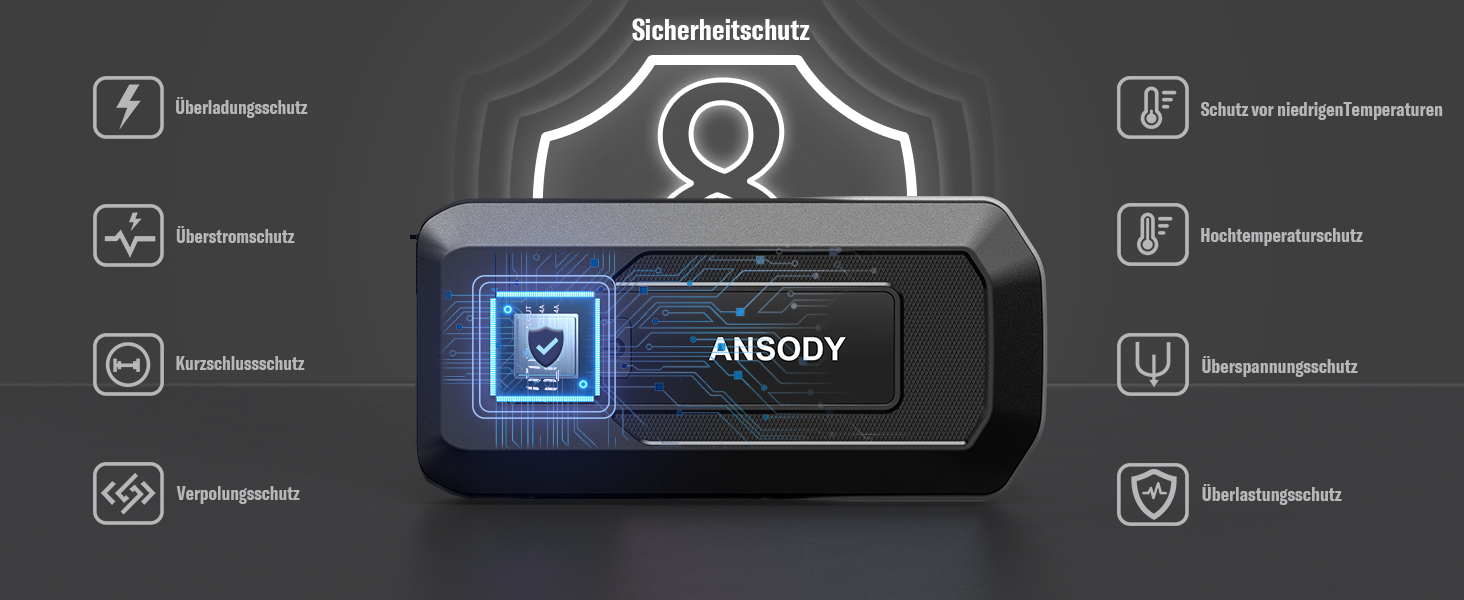 Powerbank для авто 12V Starthilfe 3000A: пусковий пристрій з LED, для бензину/дизеля (10/8L), сірий