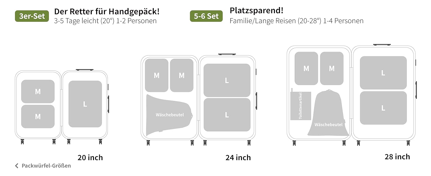Набір кубиків-органайзерів для подорожей Cipway, 6 шт., зелений, ультралегкі, розширювані