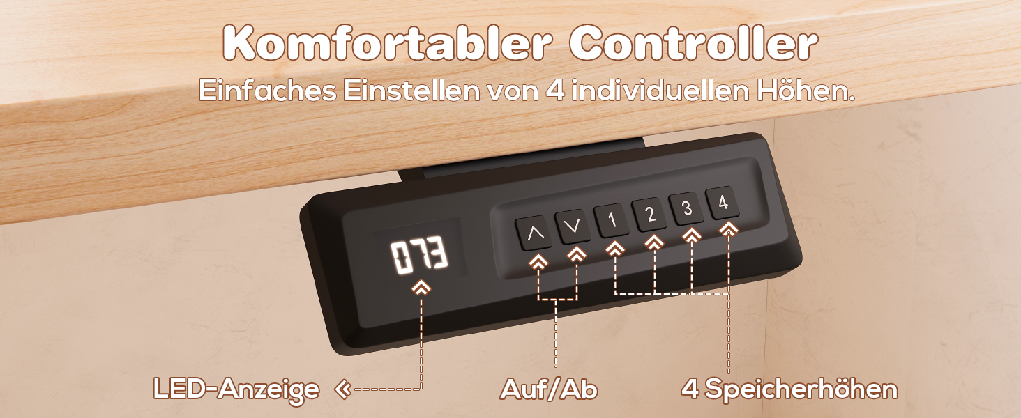 Devoko Electric Standing Desk with Memory - 160x60cm Beige