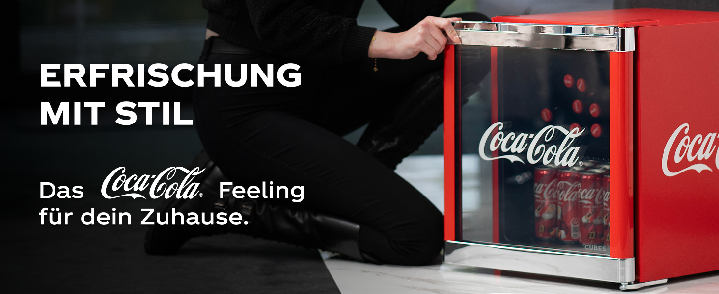 Міні-холодильник °CUBES Coca-Cola 48L з скляною дверцятами - для офісу, вечірок та геймінгу