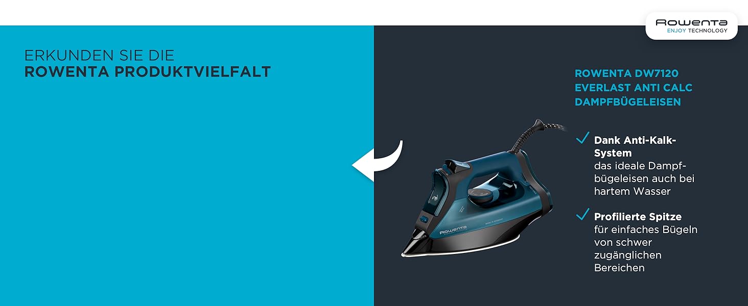 Rowenta Freemove: бездротове прасування, 2400W, 27 г/хв, DE5010 (блакитно-чорний)