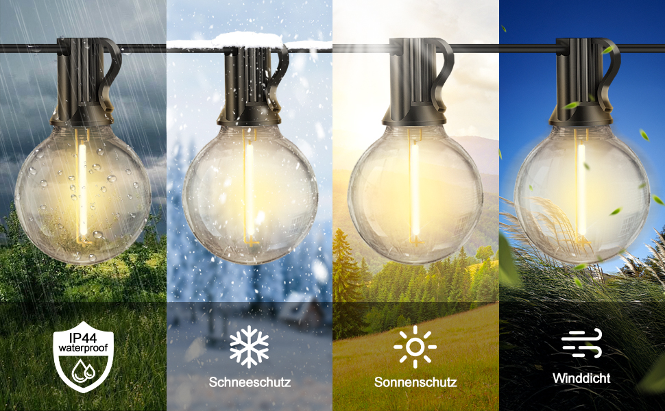 Ланцюжок гірлянд JEYMORKEY LED для вулиці, 30M, 100FT, G40, для саду, балкону, терас, вечірок, з пульт керування, IP44, вологостійкий