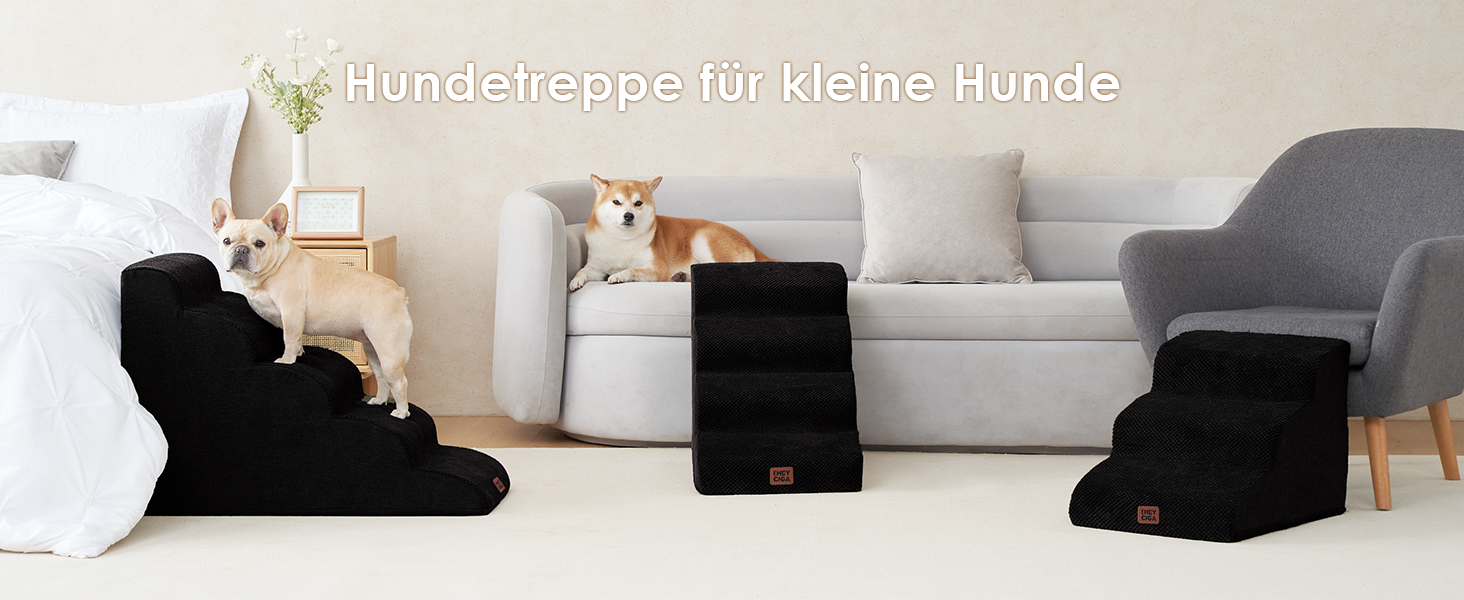 Сходинки для собак EHEYCIGA - 40 см, сірі. Зручні сходи для маленьких собак до ліжка/софи. 3 сходи, неслизьке покриття, миючий чохол. Розміри: 40 x 50 x 30 см