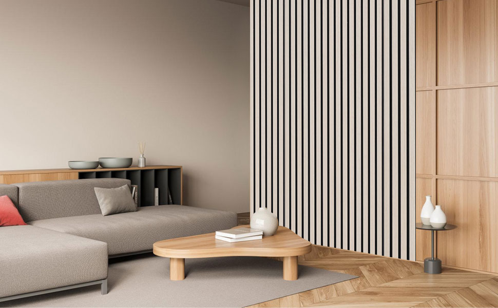 Акустичні настінні панелі з дерева та фетру 120x60 см, звукопоглинаюча обробка стін з шпоном дуба, набір 2 шт (1,44 м²), колір дуб