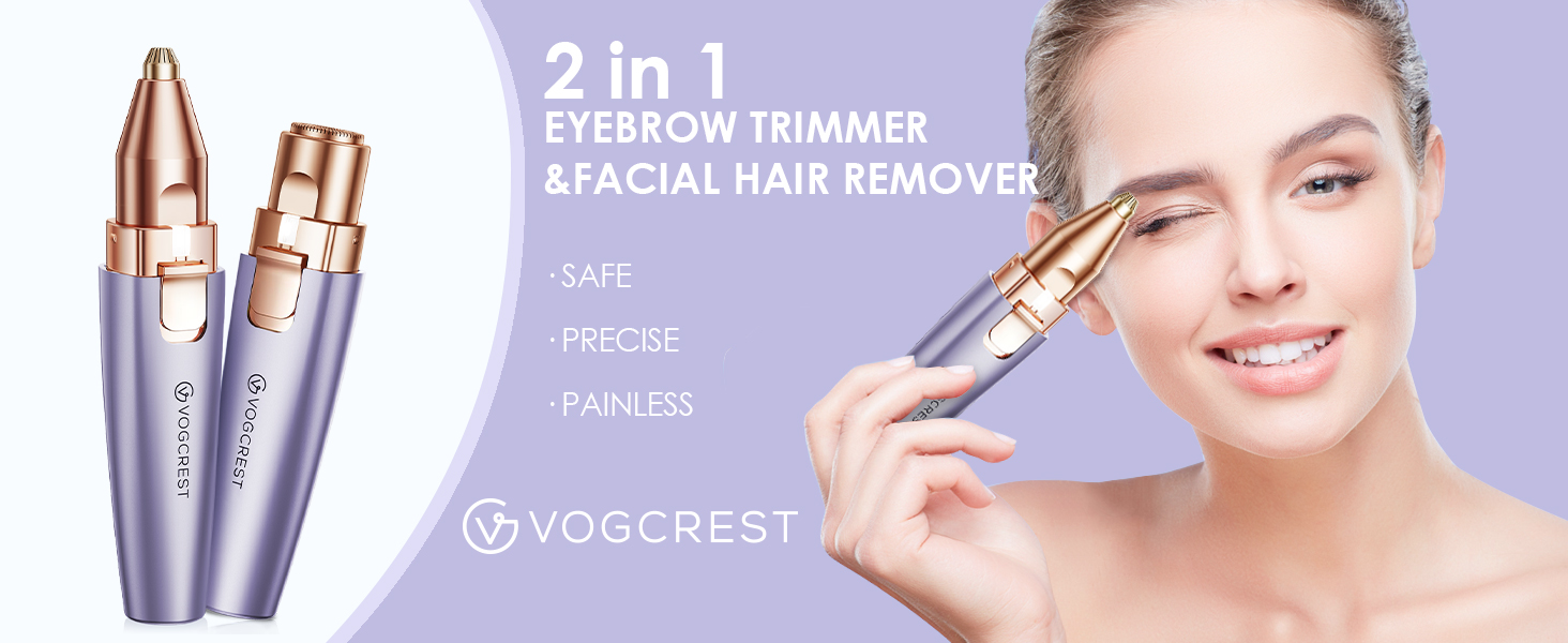 Триммер для обличчя та брів VG VOGCREST 2-в-1 з LED-підсвіткою (Рожеве золото, Фіолетовий)