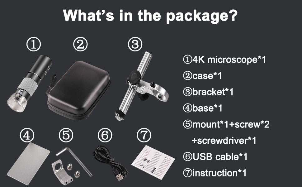 4K WiFi мікроскоп Ninyoon з професійним штативом та чохлом для iPhone, Android, PC, iPad, Android Tablet, Windows, Mac, Chrome, Linux (сірий)