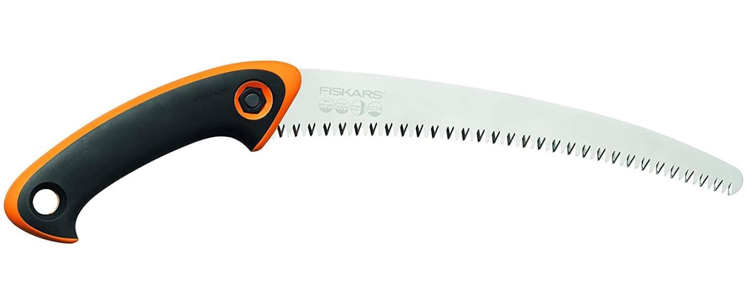 Ручна пила Fiskars Xtract SW73 для свіжої деревини, грубе зубцювання, довжина полотна 16 см, висувна, нержавіюча сталь, чорна/помаранчева, загальна довжина 35 см, модель 1000613