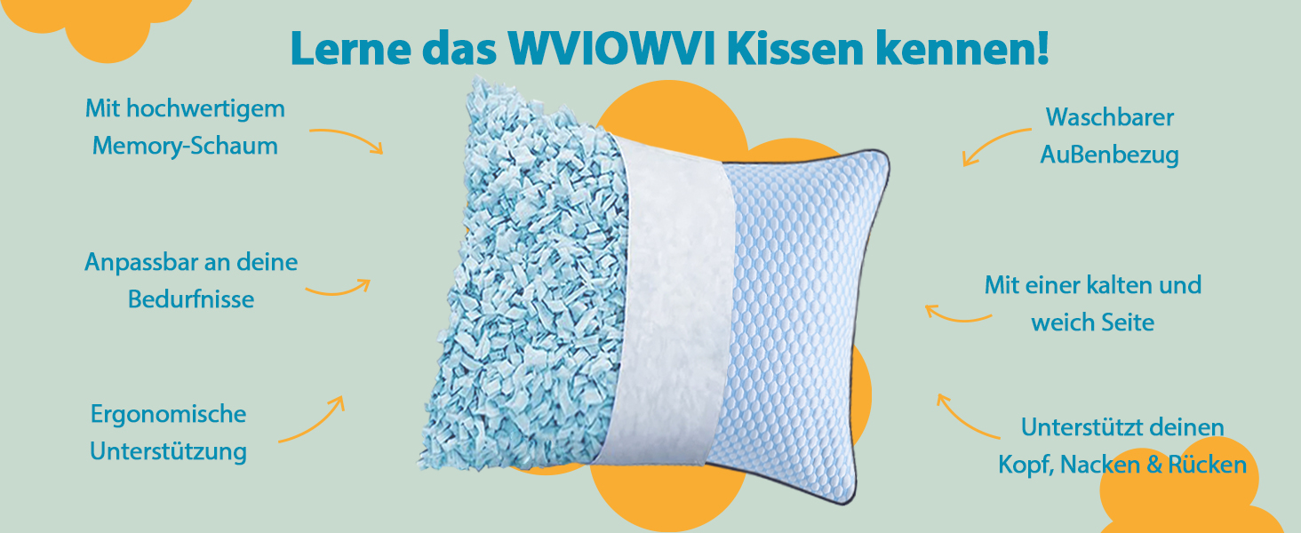 Подушка з піни Memory Foam охолоджуюча, ергономічна для сну на боці, спині та животі (40x40 см, блакитно-біла)