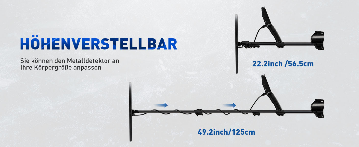 Професійний металошукач Metalldetektor Professional з водонепроникною DD-котушкою 14'' та широким діапазоном сканування, з функцією Pinpoint, глибиною виявлення 33 см, 4 режими, для дорослих, синій