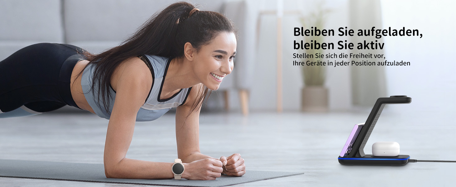 Бездротова зарядка JoyGeek 3-в-1 для Samsung Galaxy S25/S24/S23/S22/Z Flip/Fold, Galaxy Watch Ultra/8/4, Galaxy Buds - Чорний