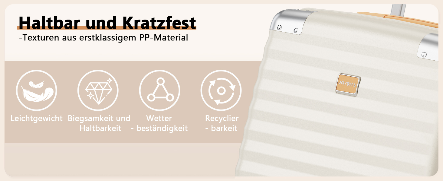 Набір валіз Joyway 3 шт. з жорстким корпусом, легкий PP, рожеве золото, з TSA замком та 4 колесами (20'+24'+28')