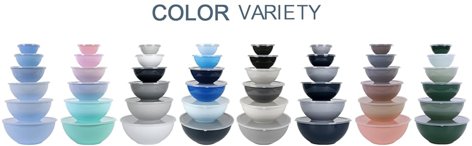 Набір мисок для перемішування BoxedHome з кришками (12 шт.), миски для салатів з пластику, неслизькі, стійкі, для кухні (6 мисок та 6 кришок, хакі)