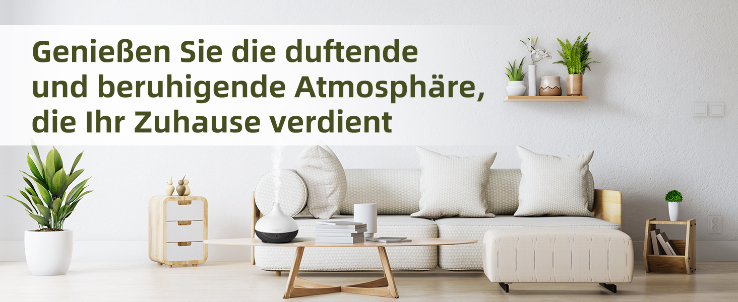 ASAKUKI Дифузор ароматичних олій 300мл, ультразвуковий зволожувач повітря, ароматерапія, LED-підсвічування, без BPA, для спа, офісу, спальні (Чорний)